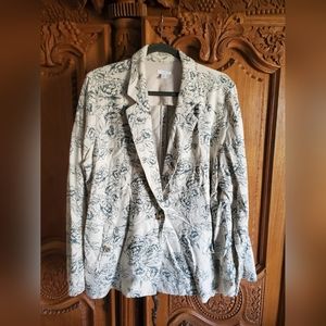 $129 J. Jill Floral Tapestry Jacket blazer Size Large beige green